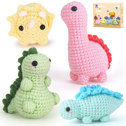 Crochetta Crochet Kit for Beginners, Crochet Starter Kits for Adults, Amigurumi Craft Knitting Crocheting Kits with Step-by-Step Video Tutorials, 6 Pc Hanging Potted Plants Family(40%+ Yarn