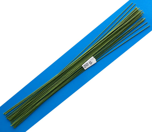 20 Gauge Green Cotton Covered Floral Wire - 30 feet per Bundle (9.14m) in 12 inch Lengths (30.5cm)