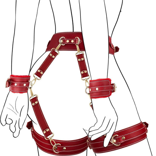 Women Belts Punk Thigh Harness Leather Waist Chain Goth Belt Leg Garter for Party Nightclub Accessoires(Red)