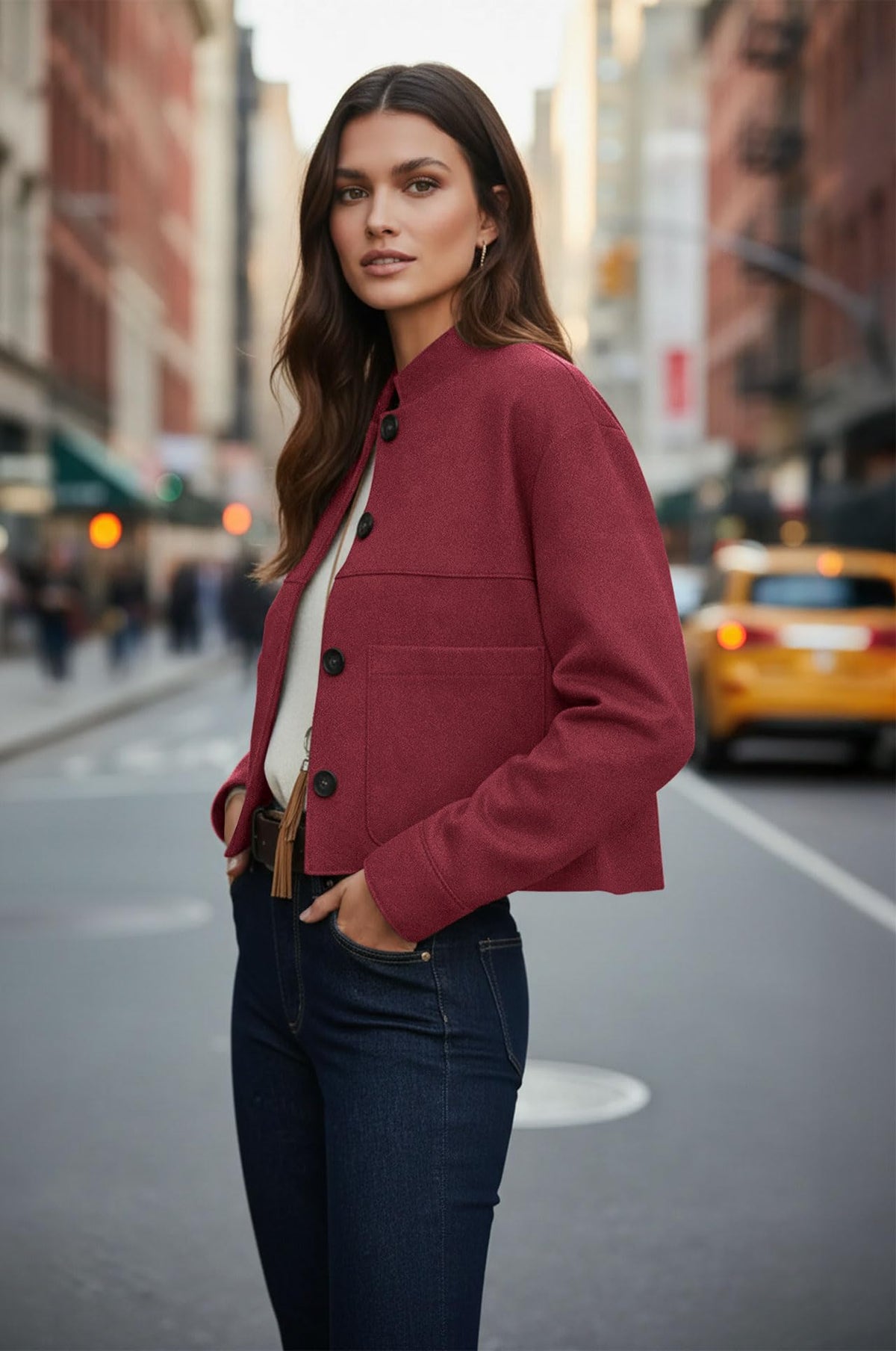 kipfall Womens Faux Suede Cropped Jackets Fall Fashion Winter Coats Lightweight Outerwear Oversized Motorcycle Jacket