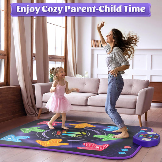 Dance Mat Toys for 3-12 Year Old Kids, Kids Dance Mat with Light-up 8-Button Wireless Bluetooth, Dance Pad Toy with 5 Game Modes, Christmas Birthday Toys Gifts for 3 4 5 6 7 8 9 10+ Year Old Girls