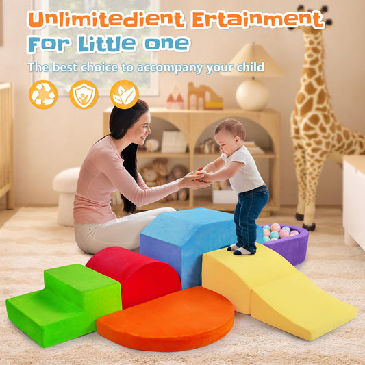 DOGERN 6-Piece Soft Foam Climbing Blocks for Toddlers & Babies – Indoor Baby Climbing Toys Set, Toddler Foam Play Gym with Non-Slip Base, Sensory Play Climber, Indoor Climb and Crawl Activity Play Set