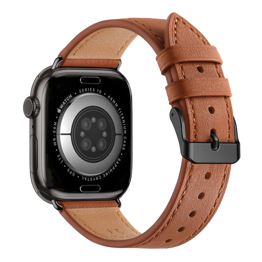 Bestig Leather Bands Compatible with Apple Watch Band 38mm 40mm 41mm 42mm(Series 10 11) for Women Men, Wristband Strap for iWatch SE3/2/1&Series 9 8 7 6 5 4 3 2 1(Brown+Black)