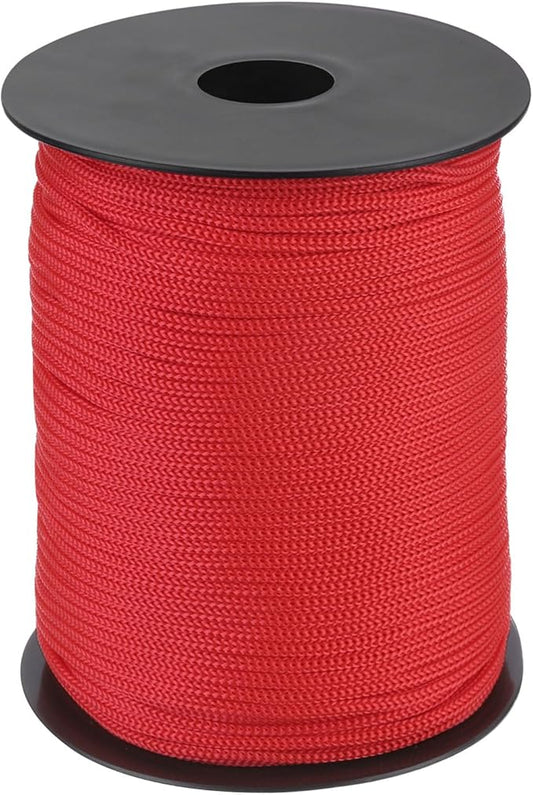 MECCANIXITY 1/8 Inch Polypropylene Rope Braided Ropes, 328ft Nylon Rope Hollow Utility Cord for Clothesline, Camping, Hiking, Outdoor, Red