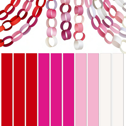 BOUBONI 600 Pieces Valentine's Day Paper Chains Paper Strips 1 x 7 Inch for Wedding Party Decorations DIY Crafts Favors (Pink & Red & White )