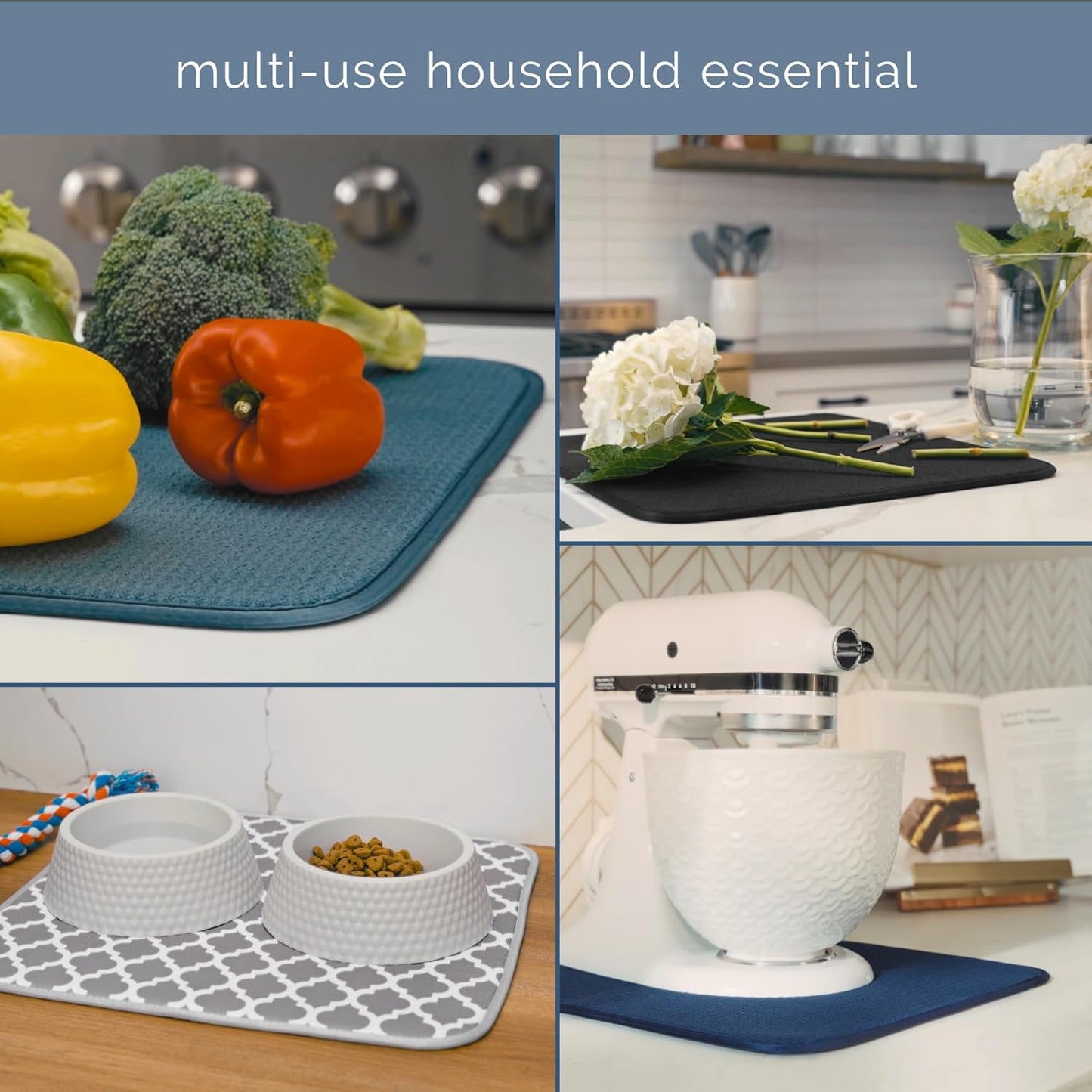 S&T INC. XL Dish Drying Mat - Absorbent Microfiber Kitchen Counter Pad, 18” x 24”, Pure Cashmere