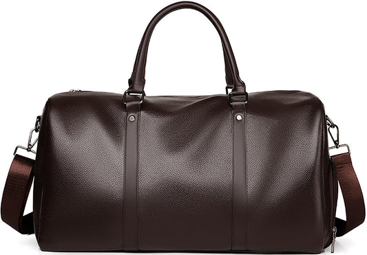 Leather Travel Duffle Bag for Men, Carry On Weekender Overnight Bags for Business Sports Gym (Brown1)