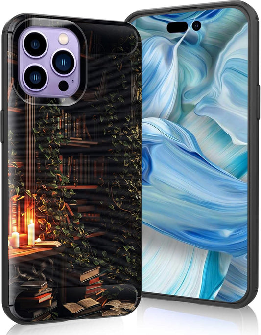 CICPLKSE 14 14 6.7" 2022,Bookshelf for iPhone Pro Max Case,Shock-Absorption Flexible Brushed TPU Bumper Cove Soft