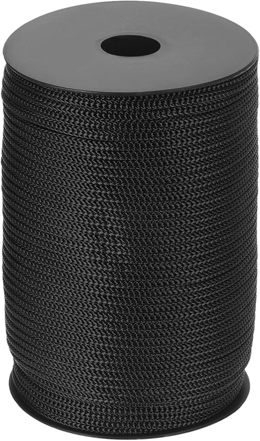 MECCANIXITY 5/32 Inch Polypropylene Rope Braided Ropes, 328ft Camping Rope Hollow Utility Cord for Clothesline, Hiking, Outdoor, Black