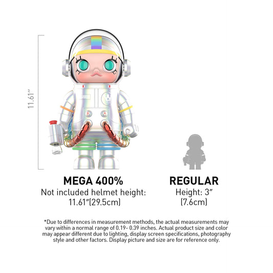 POP MART MEGA Space Molly 400% Rainbow 2.0 11.6in/29.5cm Figurine, Toys for Mordern Home Décor, Collectible Art Toy
