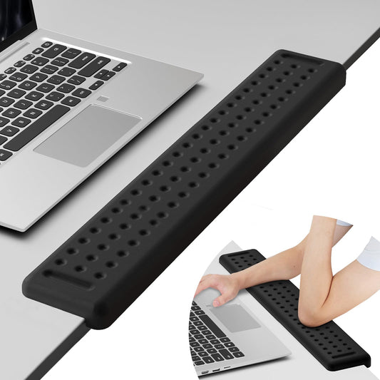 Leolee L-Shaped Desk Long Wrist Rest Elbow 60CM, Black Memory Foam Arm Rest for Desk with Non-Slip Base, Ergonomic Desk Edge Cushion, Wrist Support for Computer Keyboard, Typing, Office, Home