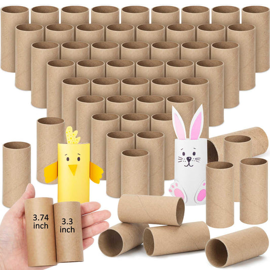 Henoyso 100 Packs Cardboard Tubes for Crafts, Thick Toilet Paper Rolls Empty for Kids Classroom Projects End of School Year Crafts Mother's Day DIY Gift Supplies (1.57 x 3.74 Inch,Brown)