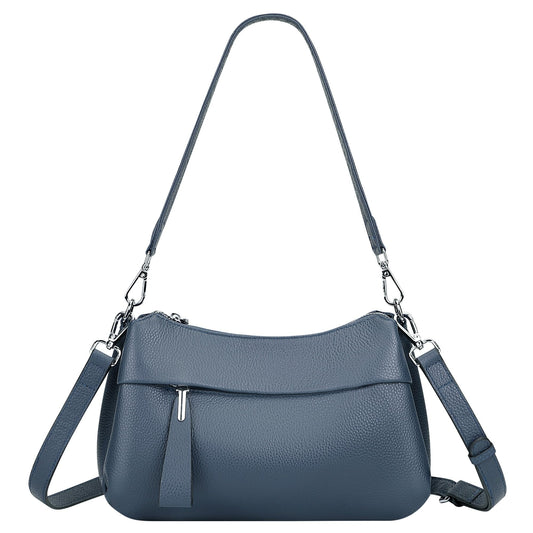 Over Earth Genuine Leather Handbags for Women Crossbody Bag Ladies Shoulder Hobo Purse Small(O111-2E Indigo Blue)