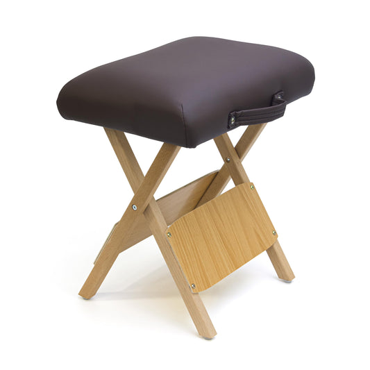 Elitzia Convenient Wooden Folding Stool SPA Beauty Salon Beautician PU Sponge Soft Hand-Held Portable Travel to Folding Low Stool Comfortable Working Wood Foldable Chair Home ET20646 (Coffee Colour)