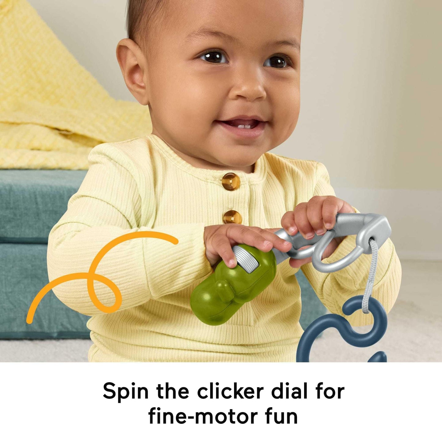 Fisher-Price Baby Toys Mini Me Moments Reel Fun Fishing Set, 4-Piece Sensory Activities for Newborn Developmental Play Ages 3+ Months