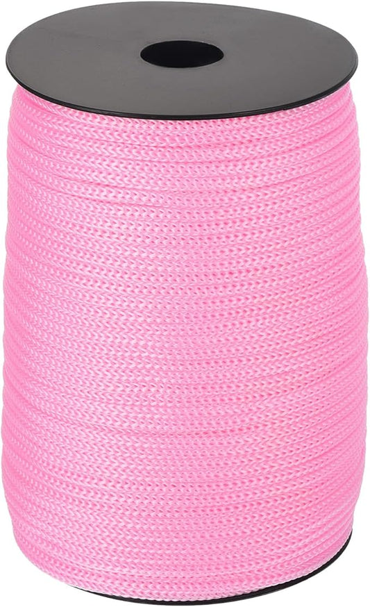 MECCANIXITY 3/16" Polypropylene Rope Braided Ropes, 328ft Camping Rope Hollow Utility Cord for Clothesline, Hiking, Outdoor, Light Pink