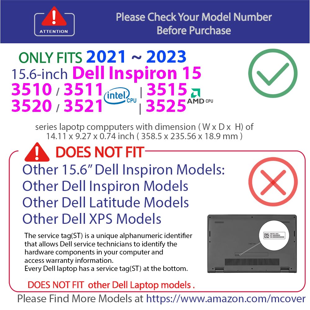 mCover Case Compatible ONLY for 2021-2023 15.6" Dell Inspiron 15 3510 3511 3515 3520 3521 3525 Series Laptop Computer (NOT Fitting Other Dell Models) - Orange