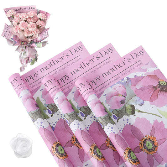 HYSSINOWRAP 20 sheets/Two colors Mother's DAY gift paper Florist Bouquet Supplies,DIY Crafts,Gift Packaging or Gift Box Packaging size 11.8 * 19.7Inch (pink)