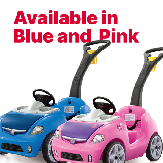 Step2 Whisper Ride II Kids Push Car, Ride-On Car with Seat Belt and Horn, Toddlers and Preschoolers Ages 18 Months–4 Years, Max Weight 50 lbs., Quick Fold Handle, Stroller Alternative, Blue