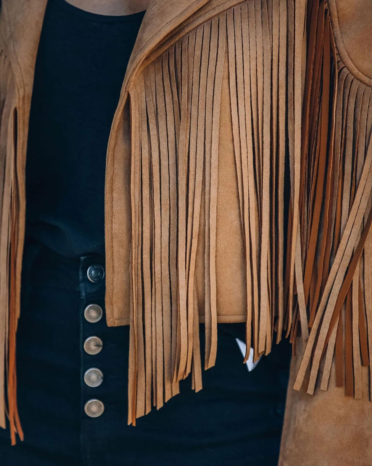 Bibowa Faux Suede Leather Jackets For Women Trendy Cowgirl Outfits Fall Western Fringe Cropped Jacket 2026 Tassel Motorcycle Crop Coats Winter Dark Khaki L