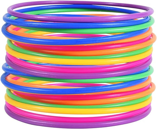 OBTANIM 24 Pcs Plastic 7 Inch Ring Toss Game for Kids and Outdoor Toss Rings for Speed and Agility Practice Game, Random Colors