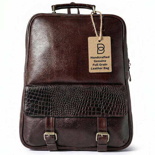 bonahide - 15.6" Luxury Burgundy Leather Laptop Backpack for Men & Women. Leather Bag for Professional Use in Office & Business