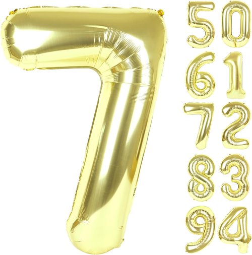 Champagne Gold Number 7 Balloon - 40 Inch Light Gold Birthday Decoration for Girls & Women