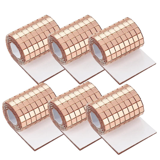 EchoDone 12480 Pcs Mirror Tiles, 5 x 5 mm Square Mosaic Self Adhesive Disco Ball Tiles Sticker for Christmas Party Mirror Pieces for Crafts Christmas Happy New Year Decoration (Rose Gold)