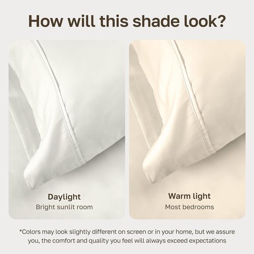 California Design Den Twin XL Sheet Set - 100% Soft Cotton, 400 Thread Count, Silky Sateen - Ivory
