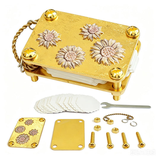 JDOQOKJ Handcrafted Metal Mini Flower Press, Miniature Flower Press Kit, Gold-Plated Miniature Design, Decorative Floral Patterns (sunfwer2)