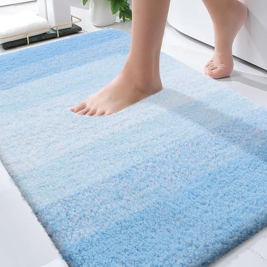 OLANLY Bathroom Rugs - Extra Soft Microfiber Mat | Quick-Dry, Machine Washable, 34x21, Sky Blue