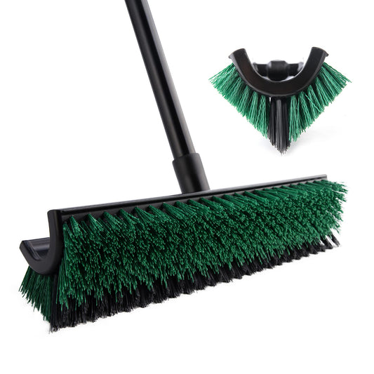 Eyliden Double-Sided Floor Scrub Brush, 65.5'' Long Handle, V-Shaped Head Brushes for Crevice and Corner Cleaning, No-Scratch Effortless Grout Brush for Floor Joint Tile Seams Bathroom Kitchen
