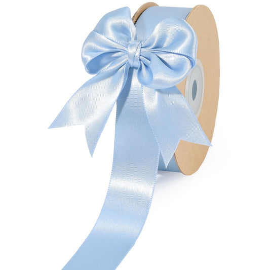 LaRibbons 1 Inch 50 Yard Double Faced Satin Ribbon,Light Blue Satin Craft Fabric Ribbon for Gift Wrapping Floral Bouquets Wedding Party Decoration
