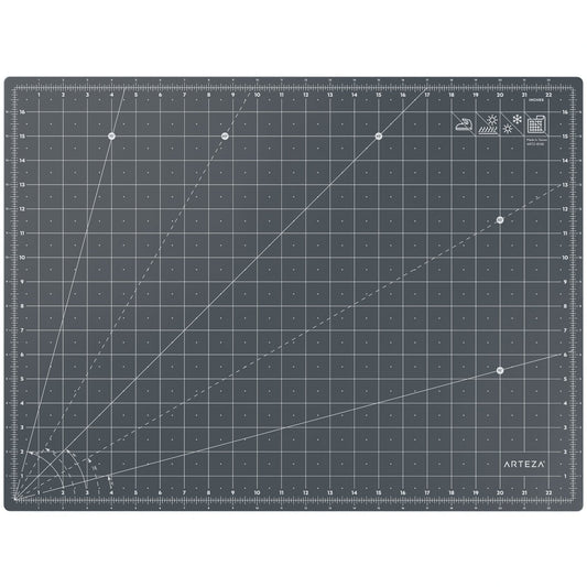 ARTEZA Self Healing Cutting Mat, 18 x 24 Inch Rotary Cutting Mat, Double-Sided 3 mm PVC-Free Craft Mat with Grid Lines and Angle Guides for Sewing, Quilting, Fabric, Paper, Vinyl, and Crafts