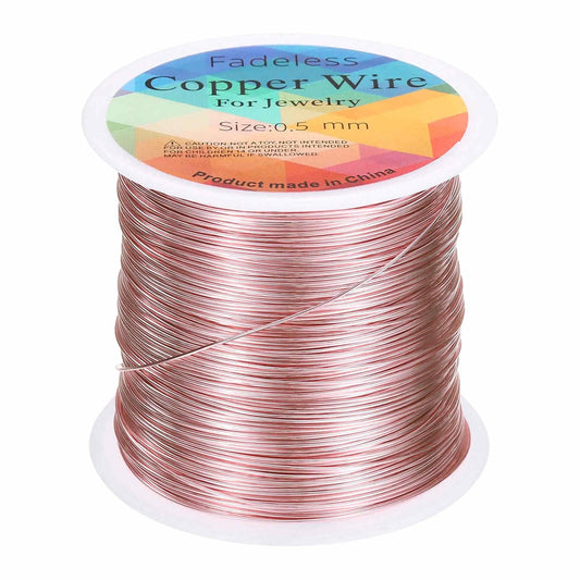 HARFINGTON Wire 203ft Length 24 Gauge Copper Craft Jewelry Wrapping Wire Tarnish Resistant Beading for Jewelry Making Supplies Crafting, Pink
