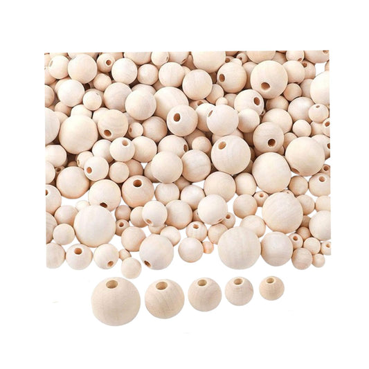 Wood Beads Round Wooden Spacer Beads Unfinished Natural Wood Loose Beads Used 300 Pcs 10/16/18/20/25MM.for Crafts Making Decorations and DIY Crafts, skrnrhrery