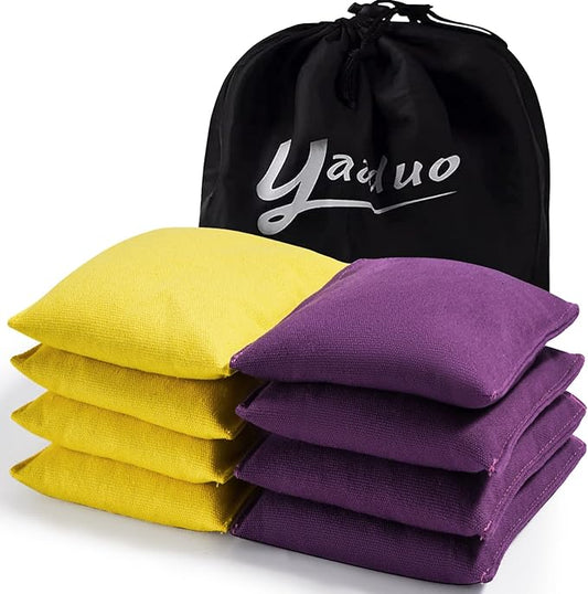 Set of 8 Regulation Cornhole Bags Double Sided, Weather Resistant Bean Bags for Cornhole Toss Game, Corn Hole Beans Bags with Tote Bag