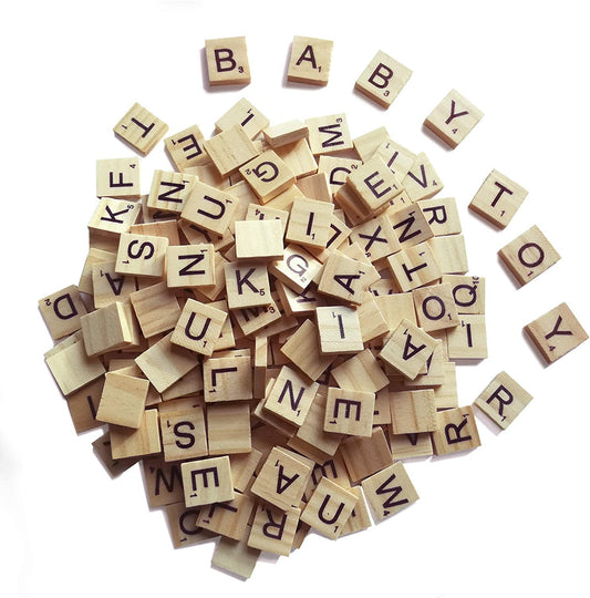 QMET 1000 Scrabble Letters for Crafts - Wood Tiles for DIY Gift Decoration - Making Alphabet Coasters and Crossword Game