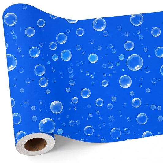 Hahafelt 1.3x39 ft Fabric Bulletin Board Roll Ocean Bubbles Bulletin Board Blue Non-Woven Reusable Waterproof Erasable Wrinkle Resistant Fabric Roll for Background Decor DIY Craft