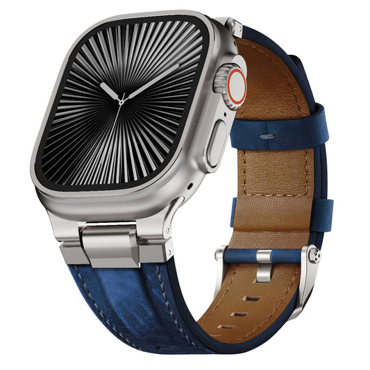 Genuine Leather Band Compatible with Apple Watch Ultra Band 49mm 46mm 45mm 44mm for Men,Vintage Genuine Leather Replacement Strap for iWatch Ultra 3 2 1,SE 3 2 1,series 11 10 9 8 7 6 5 4