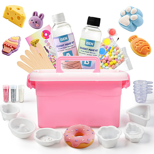 Taba Squishy Maker Kit – DIY Mochi Squishy Craft Kit, Silicone Mold Making Set with 8oz AB Silicone Gel, Giant Chick/Paw/Hamster/Cat Molds, Squishy Kit, Stress Relief & Gifts