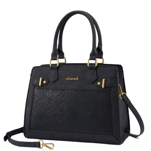 LOVEVOOK Purses and Handbags for Women, Tote Shoulder Bag Satchel Black Purse and PU Leather Top Handle for ladies