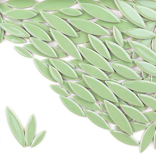ZWCT 200g Ceramic Mosaic DIY Set Colorful Petal Ceramics Leafy Vein Mosaic Tiles Craft Materials Mosaic Art Materials - Light Green