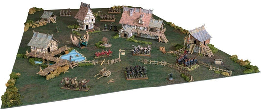Battle Systems BSTFWC001 Fantasy Terrain Village Core Set - Multi Level Tabletop War Game - 28mm Miniature Wargaming Roleplaying - 420 Piece Modular Warhammer Battles Painted Model Scenery
