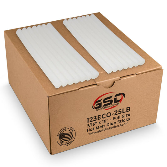 GlueSticksDirect Economy® Full Size Hot Melt Glue Sticks for Glue Gun - Bulk 10in Clear - Great for Art, Craft & Repairs - 7/16" X 10" (Approx 450 Sticks, 25lbs Pack) - Made in USA