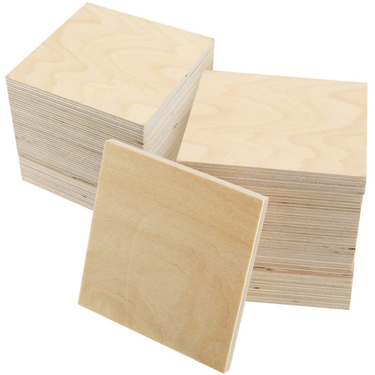 SINJEUN 30 Pack 4 Inch Unfinished Wood Square, 1/4 Inch Thick Wood Discs Blank Wooden Cutouts for Crafts, DIY Projects, Door Hangers, Signs, Christmas Decor