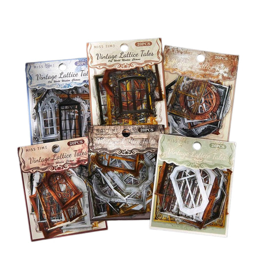 Doukado 120 Pieces Vintage Window Frame Aesthetic Stickers, Waterproof PET Decals for Scrapbooking, Bullet Journals, Planners, Decorative Window Cutouts Stickers for Adult DIY Crafts