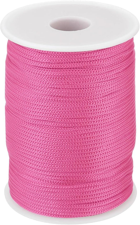 MECCANIXITY 1/12 Inch Polypropylene Rope Braided Ropes, 328ft Nylon Rope Hollow Utility Cord for Clothesline, Camping, Hiking, Outdoor, Pink
