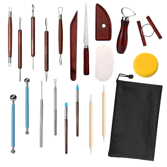 WQHDQLY 21PCS Pottery Tools, Practical Polymer Clay Sculpting Tools Kit, Air Dry Clay Tools Set for Adults, Pottery Craft, Carving, Dotting, Shaping, Molding, Modeling,Drawing