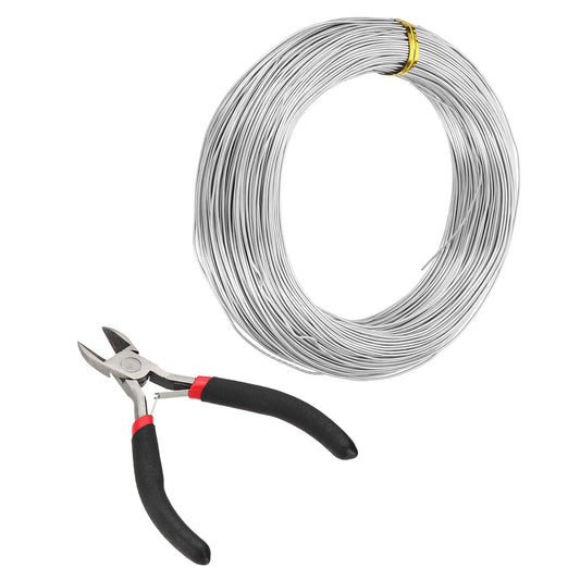MECCANIXITY 360 Feet Aluminum Craft Wire, 20 Gauge (0.8mm) Sculpting Metal Armature Craft Wire for DIY Jewelry Making Beading Floral with Cutter Silver, 2 Pcs